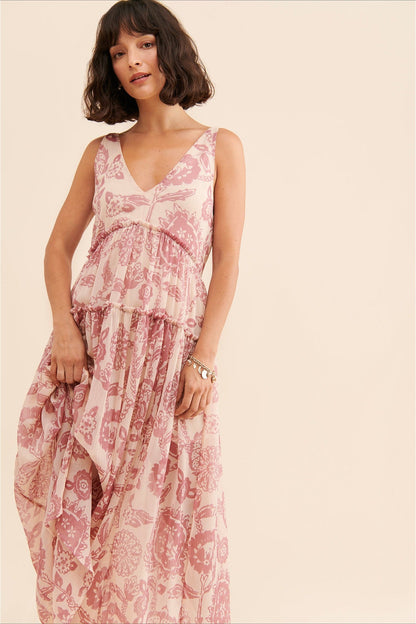Damen Maxikleid Mit Blumenprint Ärmellos