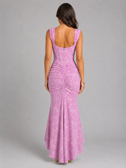 Damen Corsage gerafftes florales Maxikleid