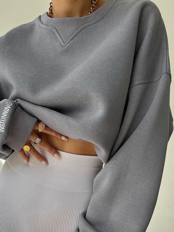 Damen Sweatshirt Mit Rundhalsausschnitt Und Lockerem Schnitt
