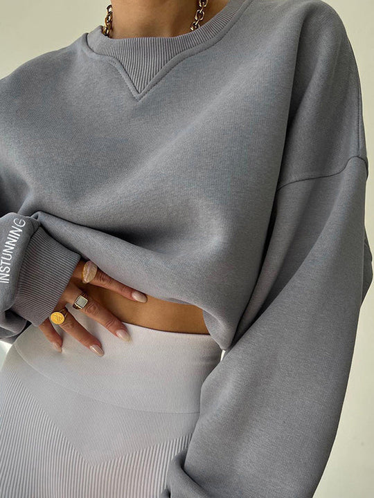 Damen Sweatshirt Mit Rundhalsausschnitt Und Lockerem Schnitt