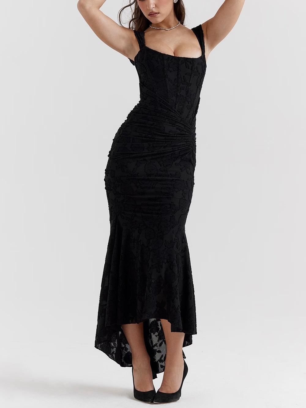 Blaues Bell Kleid mit Blumenmuster Maxi
