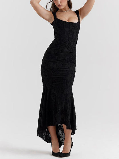 Blaues Bell Kleid mit Blumenmuster Maxi