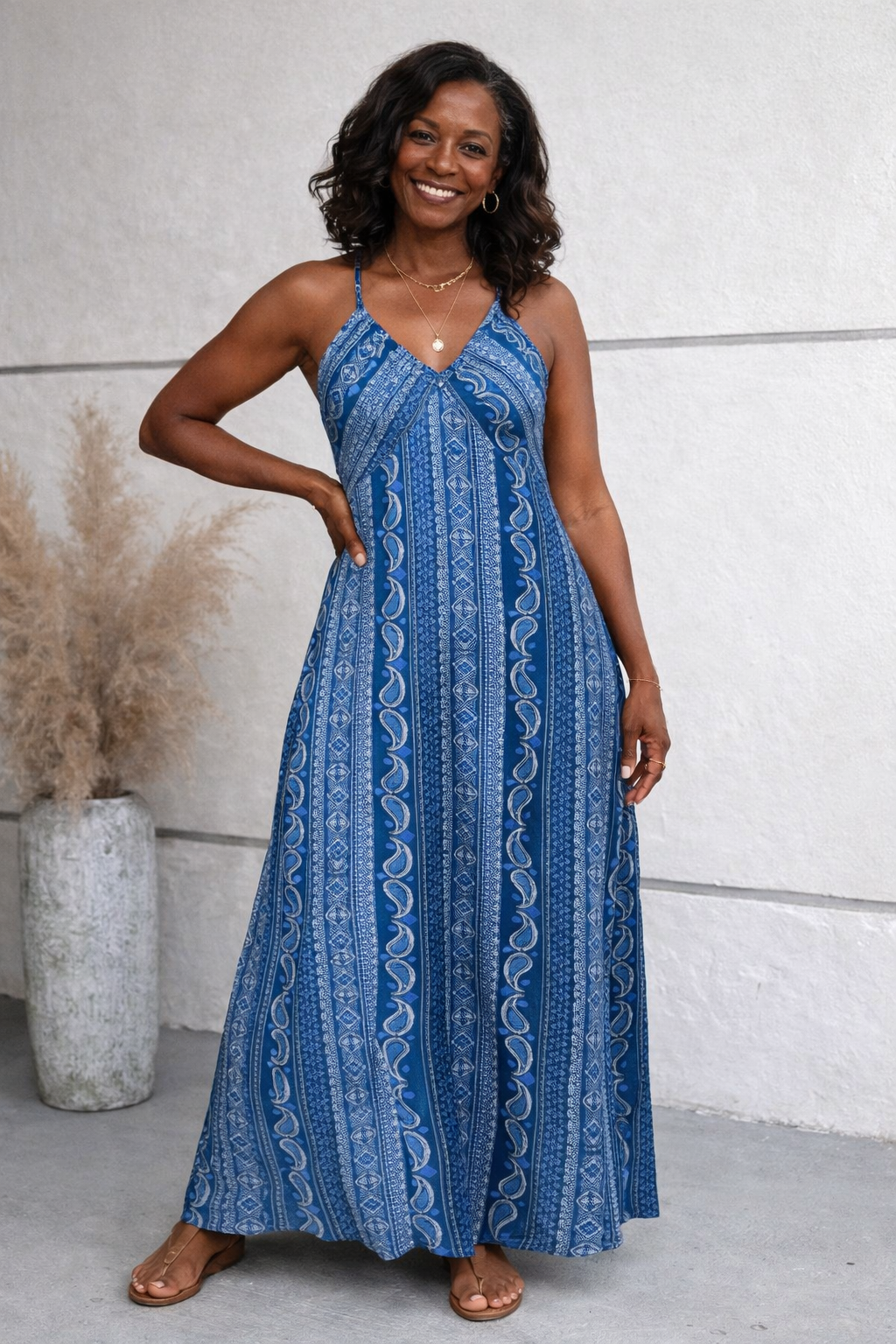 Maxi Slip Kleid Stretch Polyester Sommer