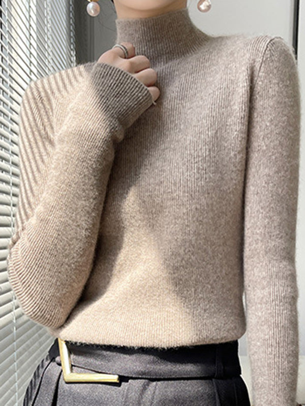 Damen Strickpullover Mit Halbhohem Kragen Und Schmalem Schnitt