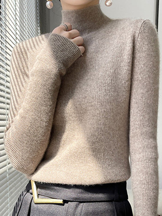 Damen Strickpullover Mit Halbhohem Kragen Und Schmalem Schnitt