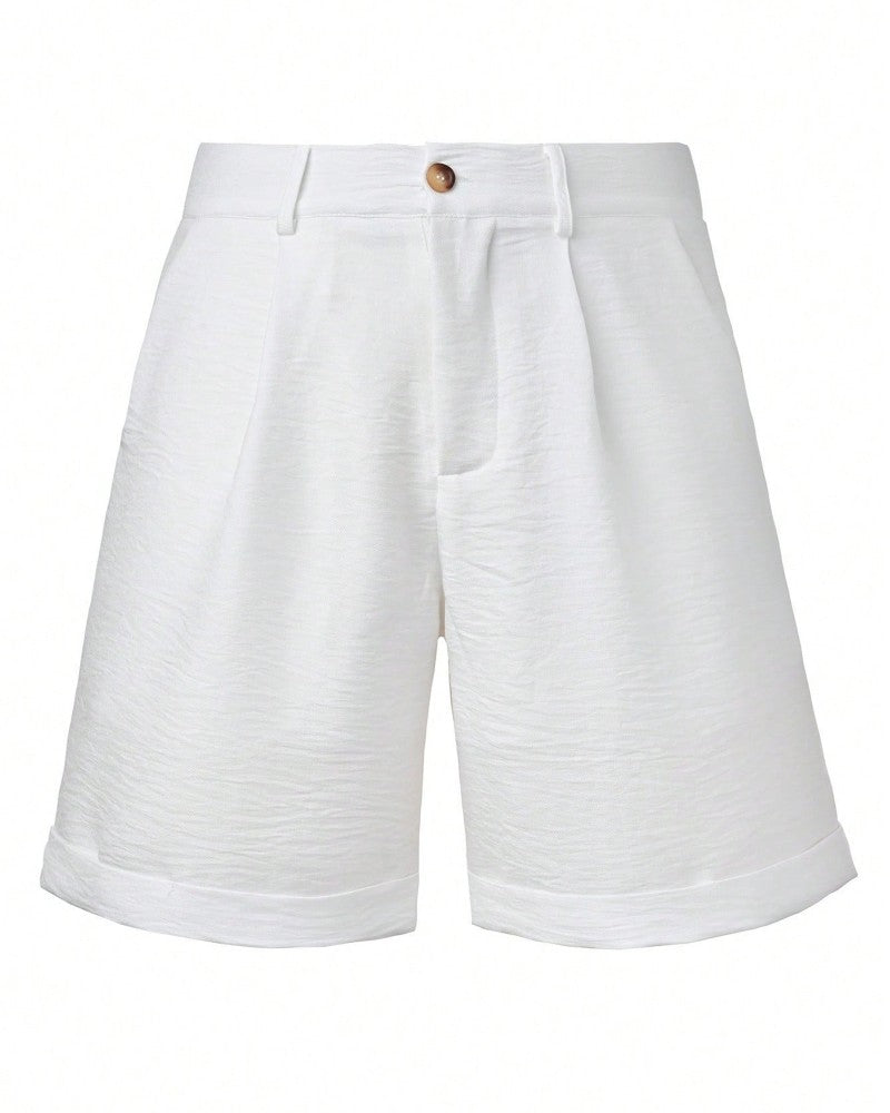 Herren Leinenshorts Casual mit elastischem Bund, Nahaufnahme