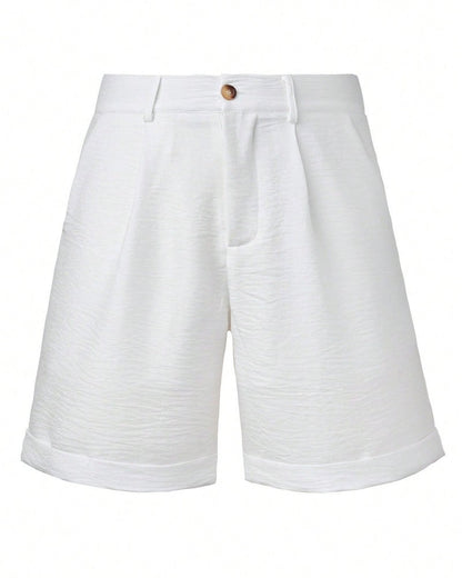 Herren Leinenshorts Casual mit elastischem Bund, Nahaufnahme