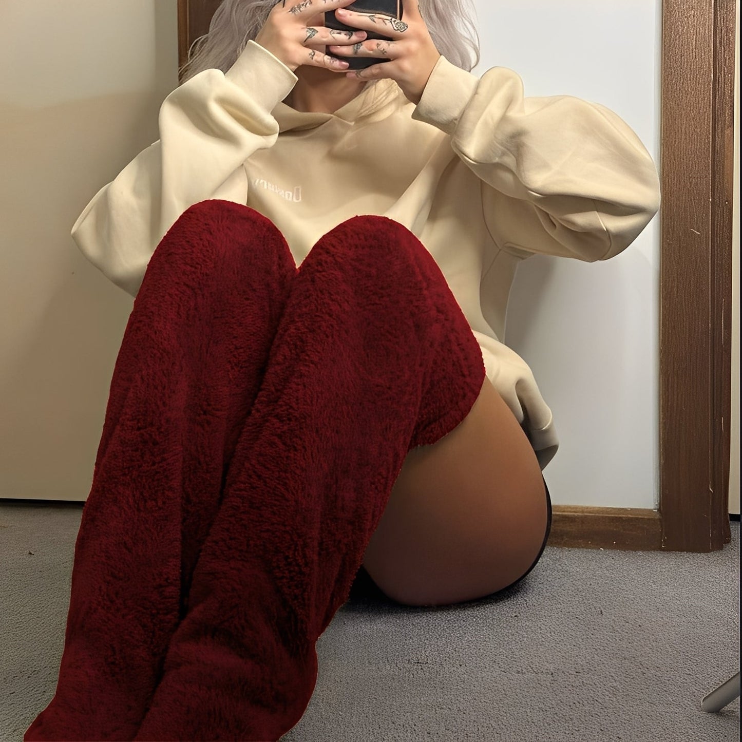 Damen warme Overknee-Wintersocken