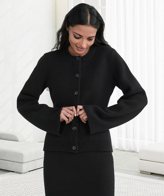 Damen Kaschmir Cardigan Mit Knopfleiste