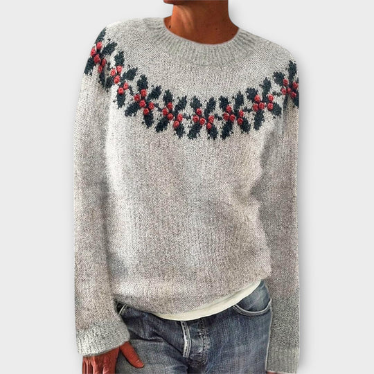 Damen Strickpullover Mit Wintermotiv