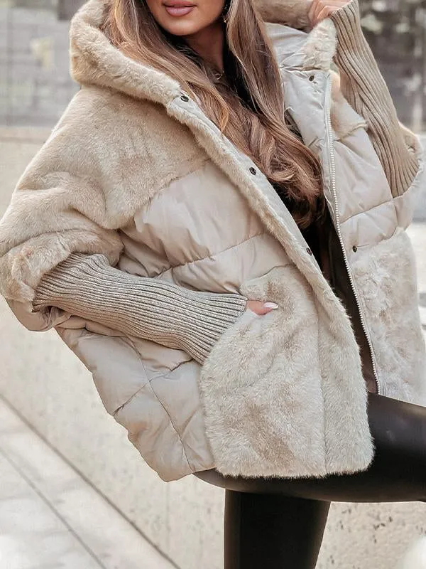 Damen Bomberjacke Mit Kapuze Und Mehrfarbigem Design