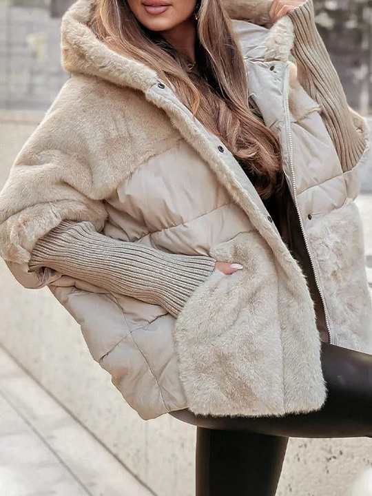 Damen Bomberjacke Mit Kapuze Und Mehrfarbigem Design