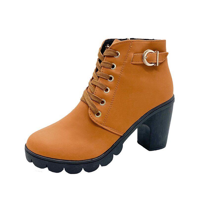 Damen Stiefeletten Mit Absatz Und Schnürung
