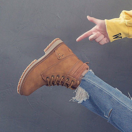 Damen Stiefel Mit Sneaker Design Und Plüschfutter