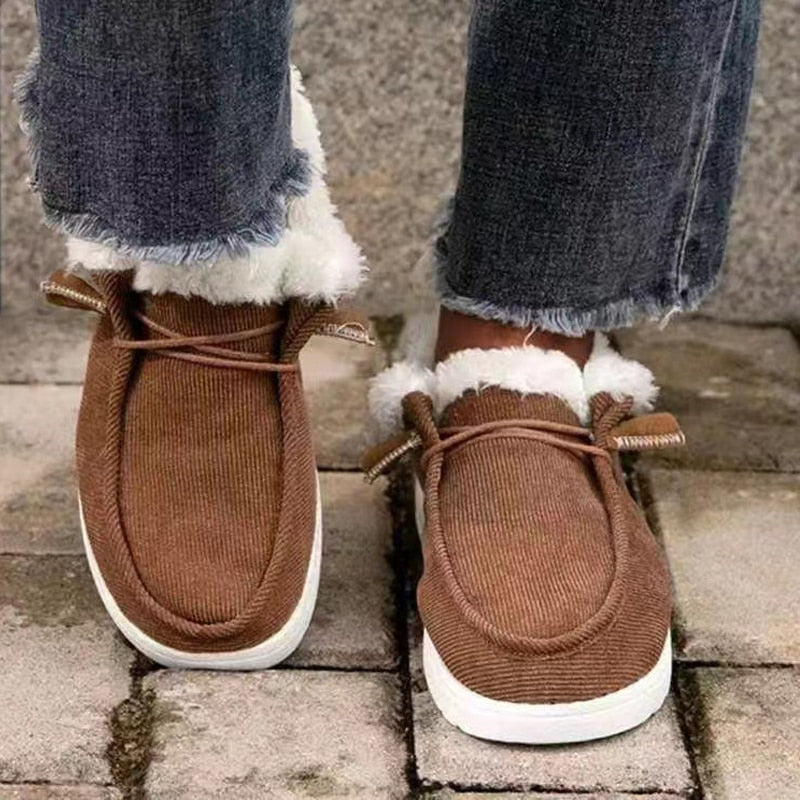 Damen Winter Slip-On Schuhe Mit Fellimitat