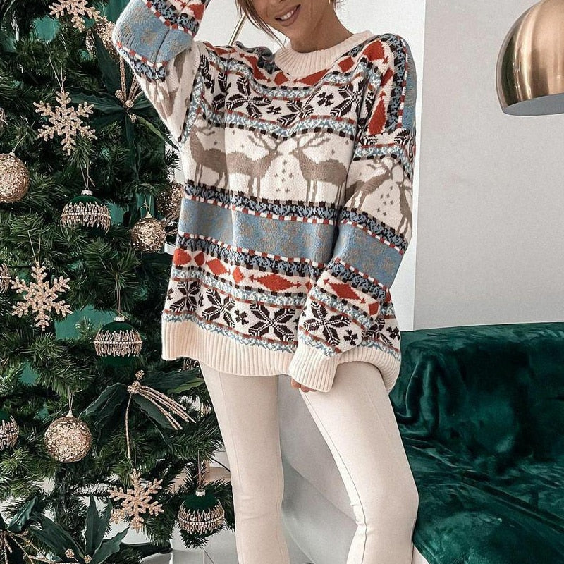 Damen Weihnachts Pullover Mit Kuscheligem Strickmuster