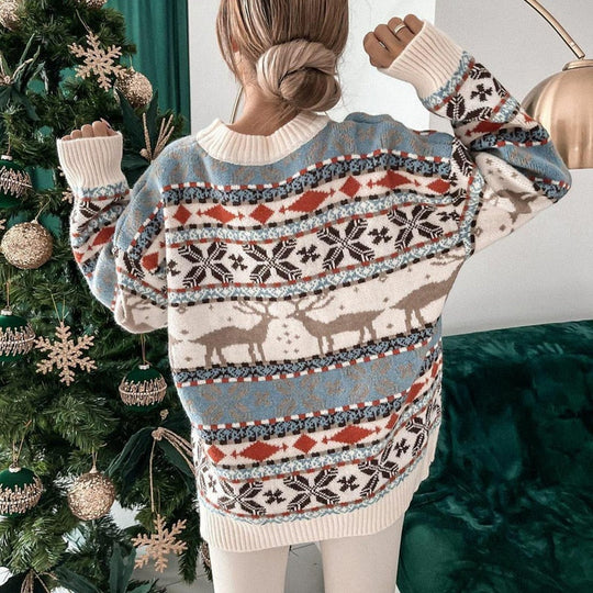 Damen Weihnachts Pullover Mit Kuscheligem Strickmuster