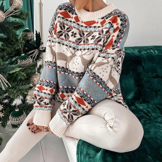Damen Weihnachts Pullover Mit Kuscheligem Strickmuster