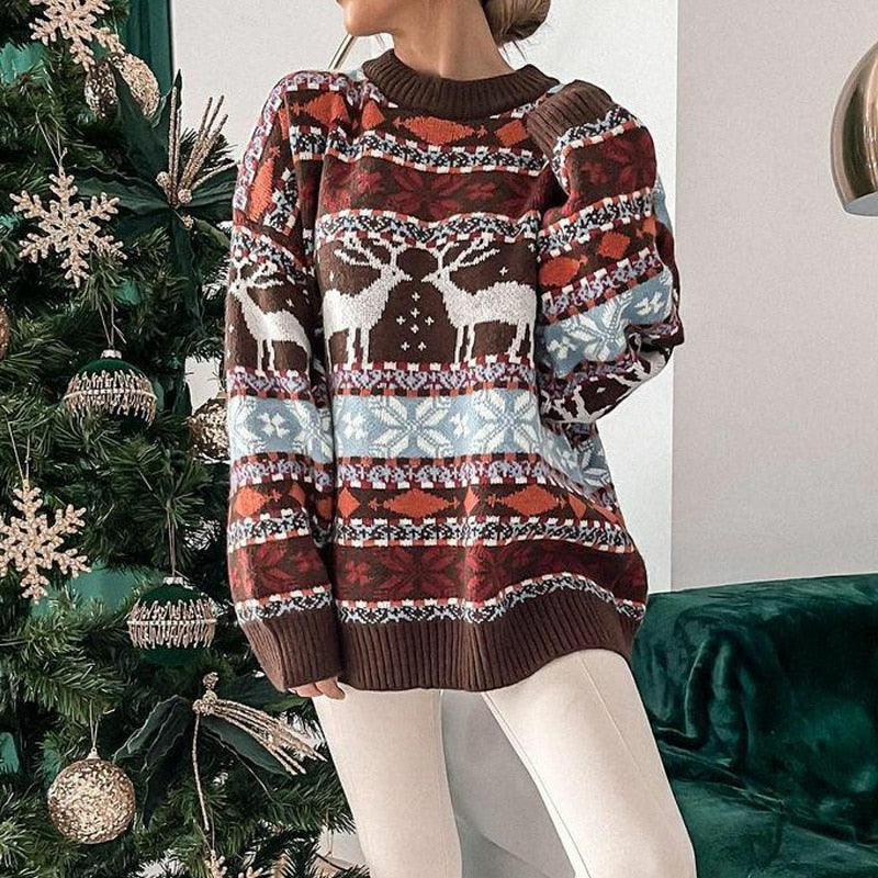 Damen Weihnachts Pullover Mit Kuscheligem Strickmuster