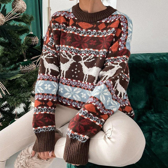 Damen Weihnachts Pullover Mit Kuscheligem Strickmuster