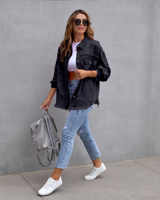Damen Jeansjacke Mit Vintage Look