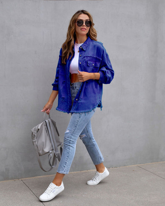 Damen Jeansjacke Mit Vintage Look