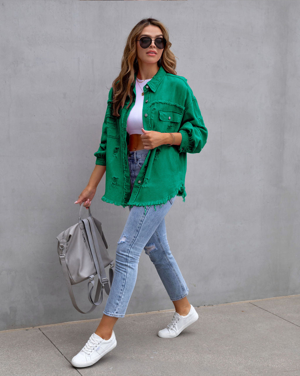Damen Jeansjacke Mit Vintage Look
