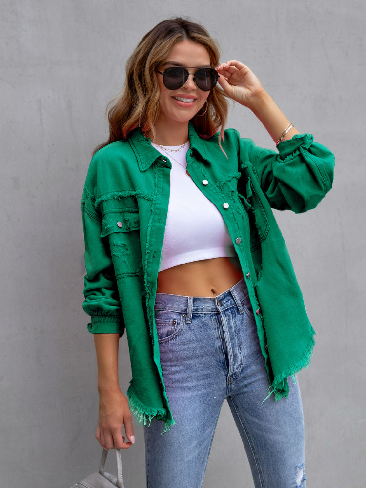 Damen Jeansjacke Mit Vintage Look