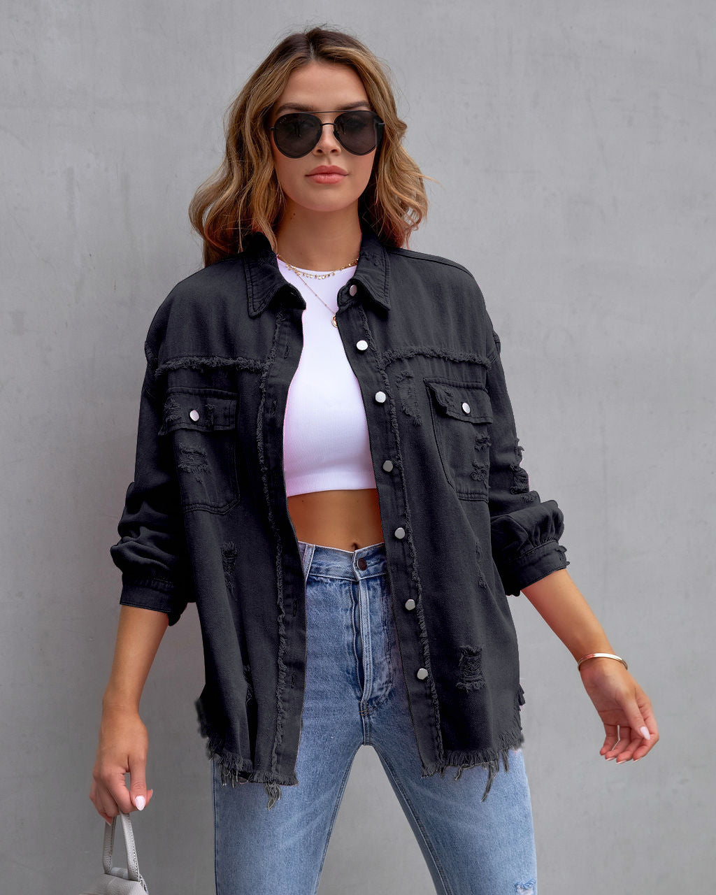 Damen Jeansjacke Mit Vintage Look