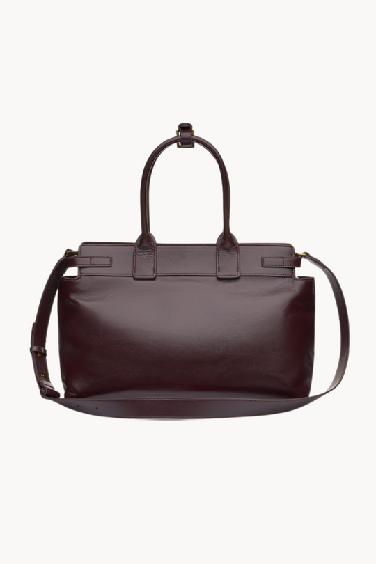 LuxeBel Bordeaux | Luxuriöse große Handtasche aus veganem Leder mit goldenen Details für Damen