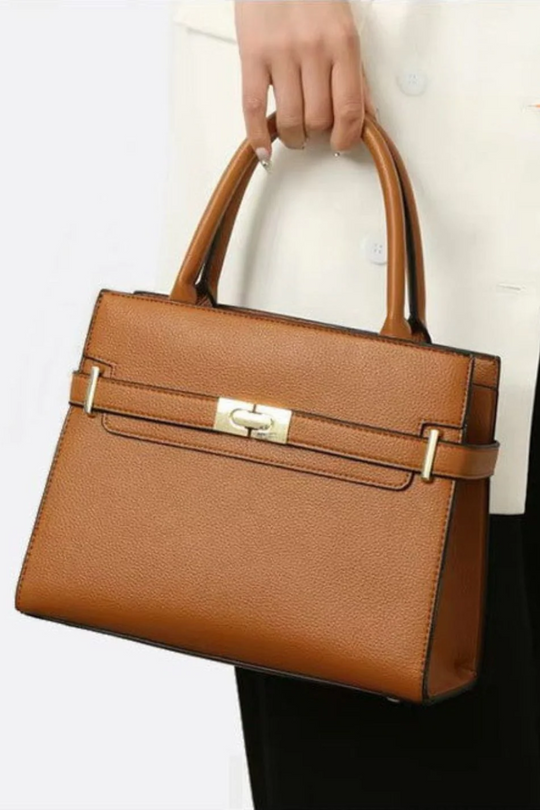 3-teiliges Handtaschen Set aus strukturiertem Kunstleder mit goldenen Details für Damen