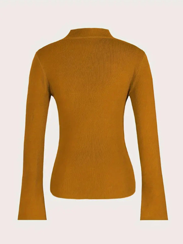Damen Asymmetrischer Strickpullover Mit V-Ausschnitt Und Knopfleiste