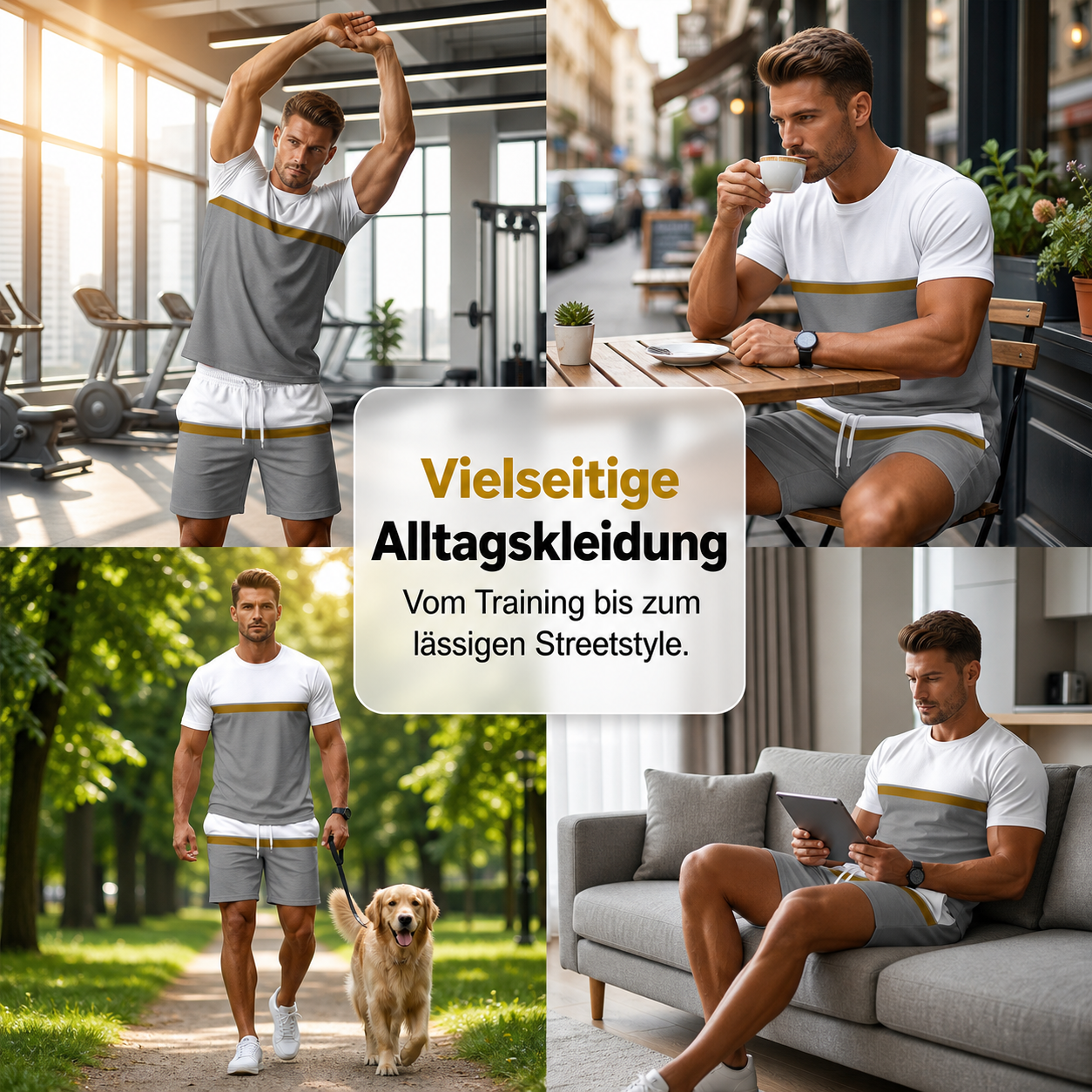 Herren Freizeit- und Trainingsset mit farblich abgesetzten Details