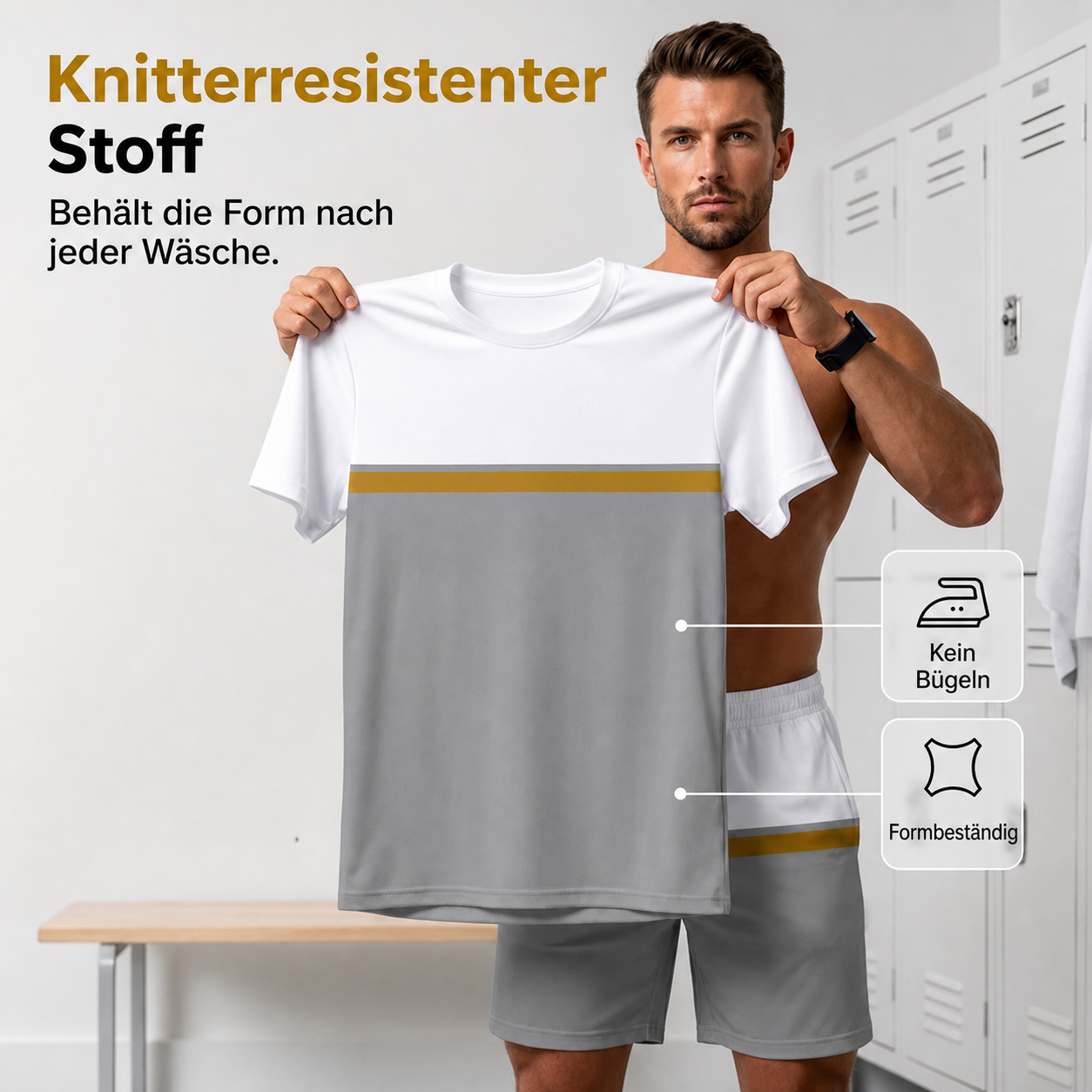 Seitliche Ansicht des Herren Activewear-Sets mit bequemer Silhouette