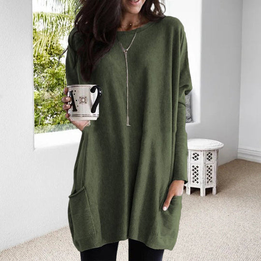 Damen Pullover Mit Taschen Und Langarm