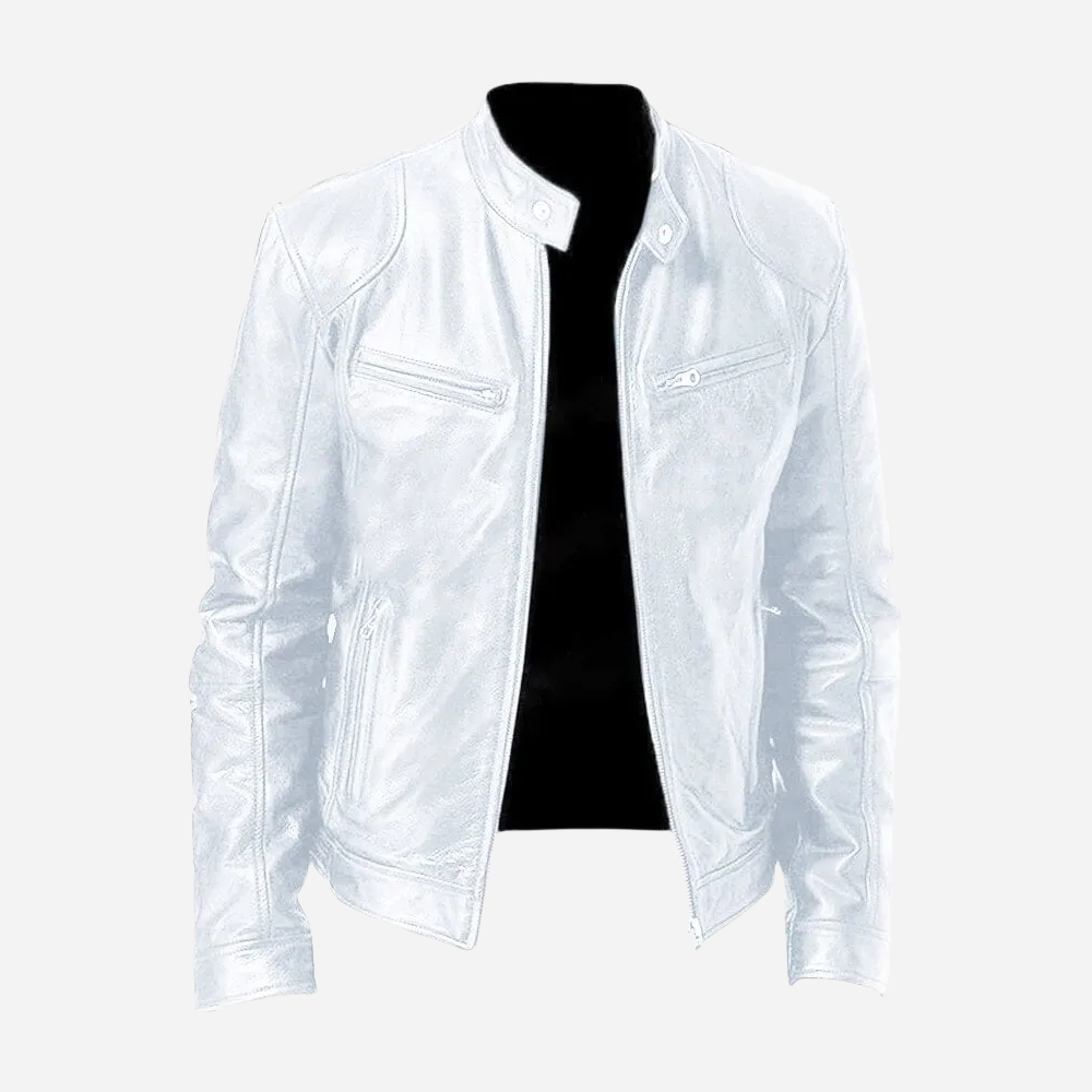 Herrens Stylische Locker sitzende und taillierte Lederjacke