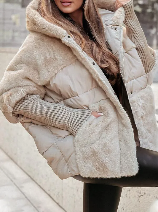 Lässige gefütterte Kapuzenjacke für Damen