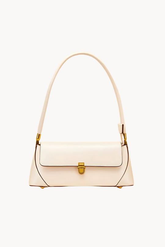 Celeste Ivory | Kompakte Handtasche aus veganem Ultrafiber mit goldenen Details für Damen
