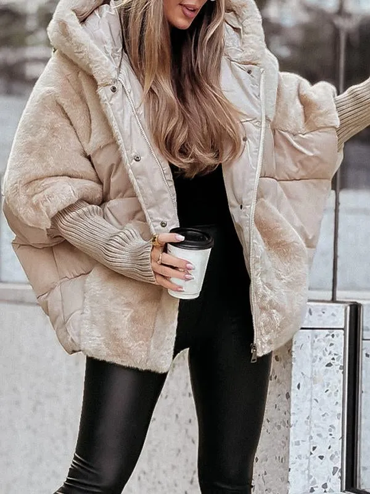 Damen Bomberjacke Mit Kapuze Und Mehrfarbigem Design