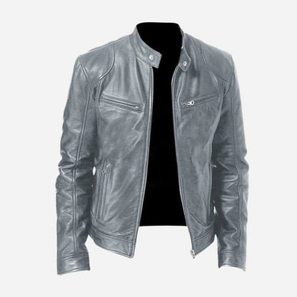 Herrens Stylische Locker sitzende und taillierte Lederjacke