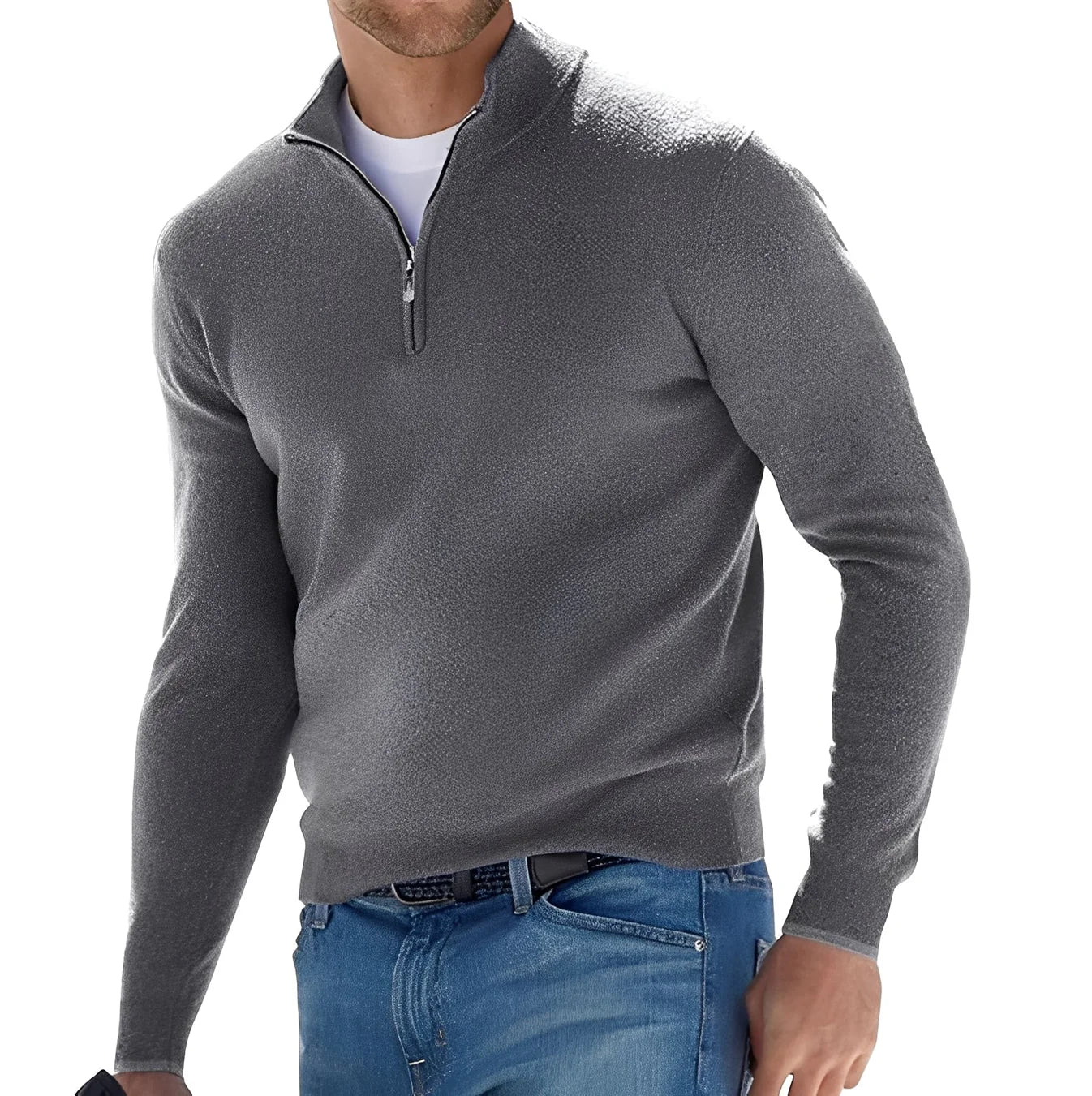 Herren Kaschmir Strickjacke mit Reißverschluss