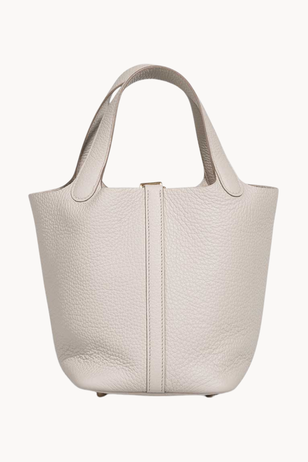 Lumière Blanc | Kompakte Handtasche aus genarbtem veganem Leder mit goldenen Details für Damen