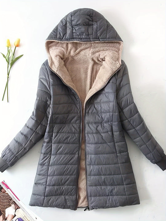 Steppjacke mit Kapuze und Reißverschluss für Damen