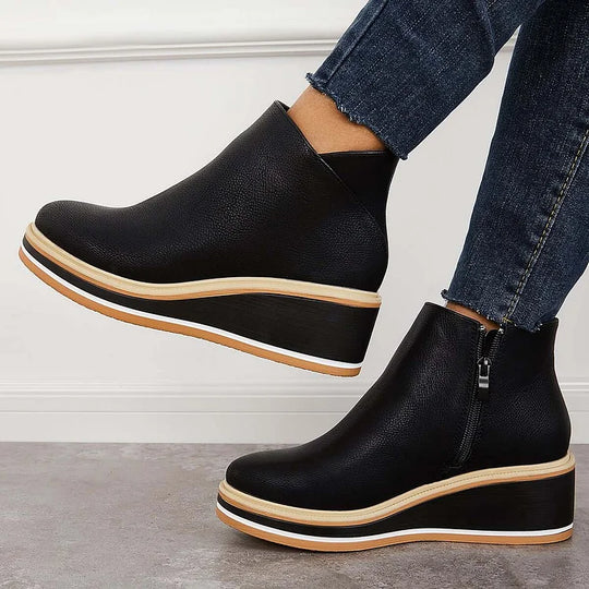 Damen Stiefel Mit Seitlichem Reißverschluss Und Klassischem Design