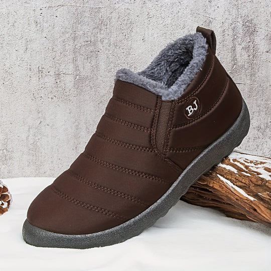 Gefütterte Slip-On Schneestiefel mit Profilsohle für Damen