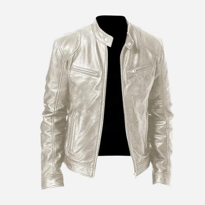 Herrens Stylische Locker sitzende und taillierte Lederjacke