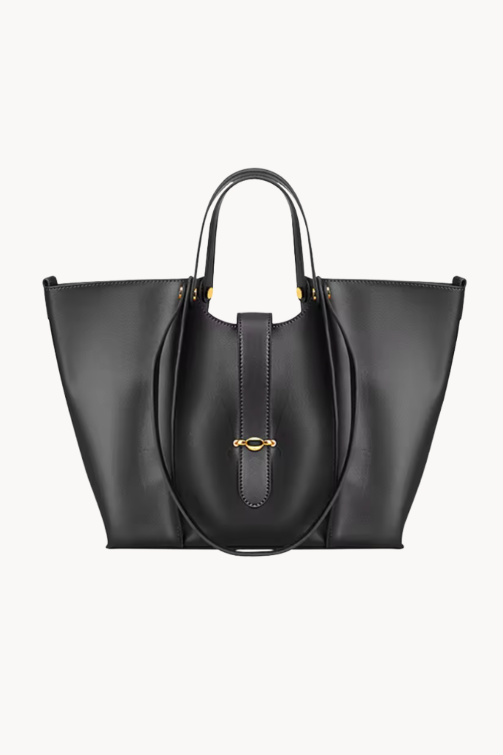 Vera Noir | Große Business-Tasche aus veganem Ultrafiber mit Laptopfach und goldenen Details für Damen