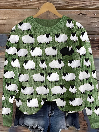 Warmer Damenpullover aus Wolle mit Print