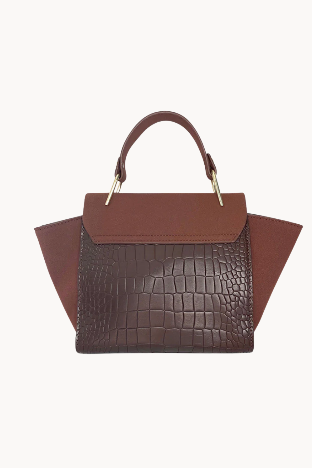 Vittora Chocolat | Elegante Handtasche aus veganem Leder mit Kroko-Prägung und goldenen Details für Damen