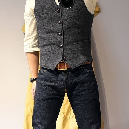 Vintage Tweed Weste im Western-Stil für Herren